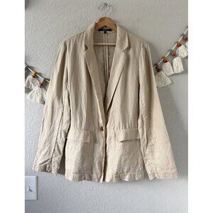 Quince 100% Linen Lightweight Blazer In Driftwood Neutral Modest Careerwear M